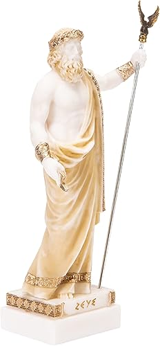 Zeus Statuette du dieu grec Jupiter Thunder Albâtre doré 18 cm - Nail Gallerys