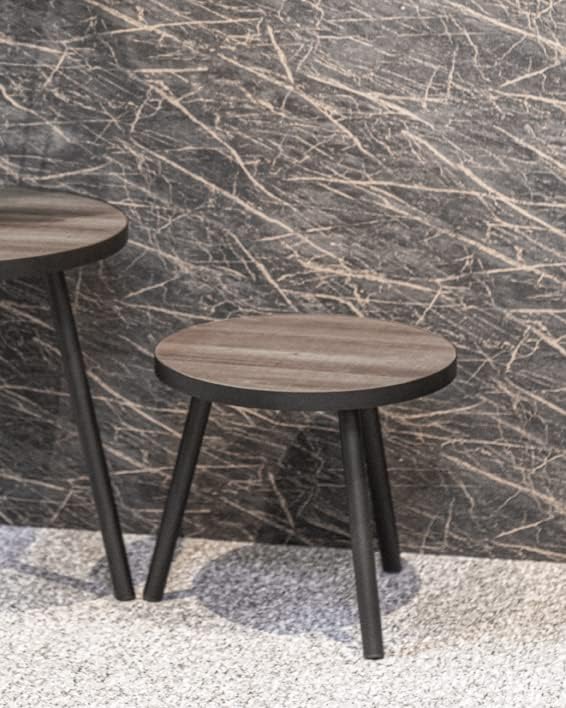 HAKU Möbel Table d'appoint chêne, Noir, MDF, métal - Dim.: H 36 cm x Ø 40 cm, Style: Modern - Nail Gallerys