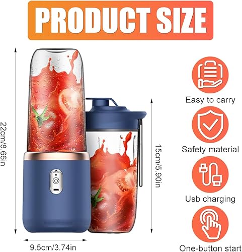 WDKXCN Mélangeur portable de 400 ml, mixeur à smoothie portable avec 6 lames, mixeur à smoothie portable avec tasses, brosse, mini mélangeur à emporter pour la préparation de milk-shakes - Nail Gallerys