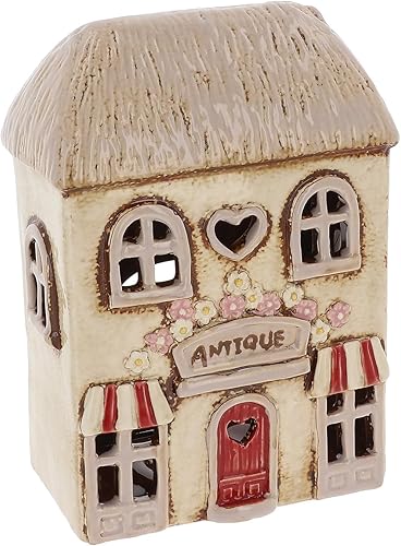 Shudehill Giftware Village Pottery Bougeoir en céramique Peint à la Main pour Bougie Chauffe-Plat – Magasin de Fleurs, Salon de thé, Magasin d'antiquités, Vieux Boulangerie et Magasin de Bonbons - Nail Gallerys