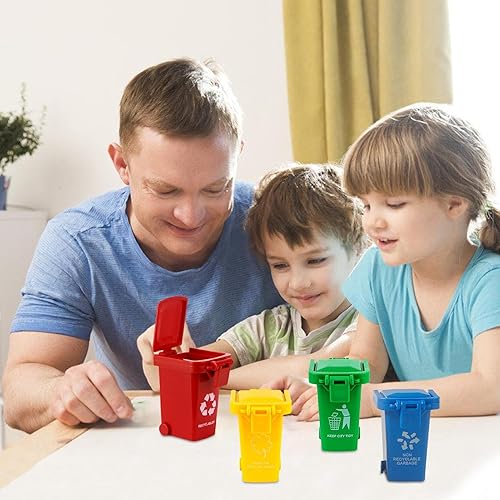 Petite poubelle de bureau – Modèle de poubelle miniature avec couvercle et roulettes | Poubelle de jouet de scène de vie de maison de Unique, petite poubelle de bureau pour - Nail Gallerys