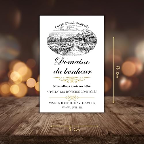 EVTI 6 Etiquettes Annonce Grossesse, Annonce grossesse original grand parents, papa, mamie, papy, tonton, tata - Autocollantes Bouteille de Vin - Domaine du bonheur - Nail Gallerys