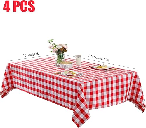 Cisolen 4 pièces Nappe jetable Vichy Rouge et Blanc Nappe à Carreaux 130 cm x 220 cm rectangulaire Nappe pour fête Noël Mariage Pique-Nique Anniversaire décorations Halloween - Nail Gallerys