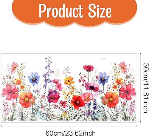 Autocollants de fenêtre à fleurs HJZHII, 60 × 30 cm, autocollants muraux en verre floraux double face, films pour fenêtre, fleurs pour la décoration de la maison, décoration de fenêtre de bureau - Nail Gallerys