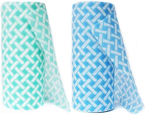 JEBBLAS Chiffon Jetable,Chiffons de Nettoyage réutilisables,2 Rouleaux Chiffon de Nettoyage Universel,200 Pièces,Bleu et Rouge. - Nail Gallerys