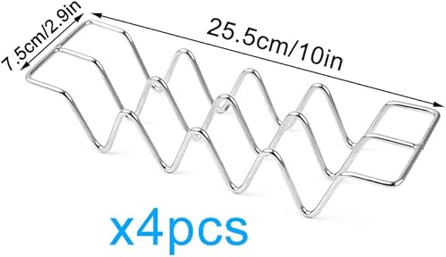 MytaYt 4 Pcs Stackable Taco Holders 24 * 7 * 4,5 cm Support pour Tacos en Acier Inoxydable Holder Forme De Vague Taco Rack Taco Stand pour Restaurant, Maison, Pique Nique (Argent) - Nail Gallerys