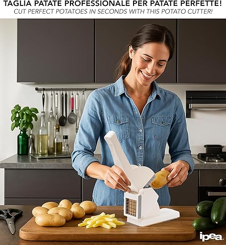 IPEA Coupe-Frites Professionnel - Coupe-Découpage des Pommes de Terre - Aavec Lames en Acier Inoxydable – Coupe-Légumes pour Carottes, Légumes, Fruits – Ustensile de Cuisine – Facile à Utiliser - Nail Gallerys