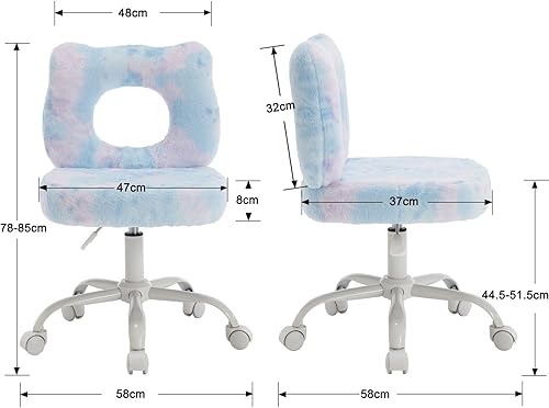 Ya-Home Chaise de Bureau Enfant en Fausse Fourrure Chaise de Chambre Pivotante Fauteuil pour Enfant Réglable en Hauteur, Bleu - Nail Gallerys