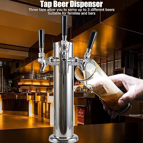 Pilipane Tour De Bière Pression Kegerator Distributeur en Acier Inoxydable à 3 Robinets pour la Maison,Le Bar, Le Brassage de la Bière - Nail Gallerys