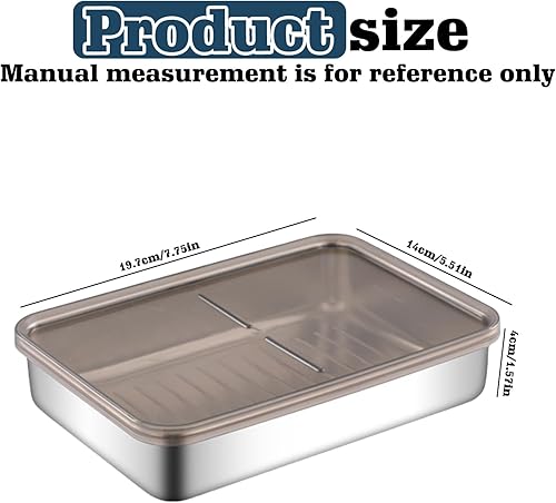 Nizirioo Lot de 2 boîtes de conservation en acier inoxydable : boîte à charcuterie avec couvercles hermétiques, boîte de conservation alimentaire pour viande, fromage, réutilisable, empilable en acier - Nail Gallerys