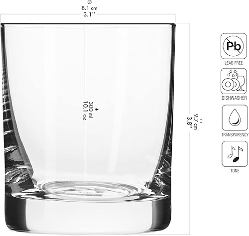 Krosno Verres à Whisky Rhum | Lot de 6 | 300 ML | Collection Blended | Parfait la Maison, Les Restaurant,s Les Fêtes | Lavable au Lave-vaisselle - Nail Gallerys