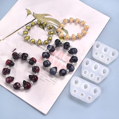 Yayatty Moules en Résine pour Perles, 3 Pc Moules en Résine époxy avec Corde en Cristal Bijoux Accessoires Combinaison pour Bracelet, Bracelets, Boucles d'oreilles, Pendentif, Collier - Nail Gallerys