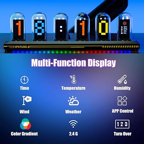 Sikai Montre LED Nixie Bureau DIY Multimode Creative Numérique Variable Couleur Horloge avec Prise USB, Calendrier et Temps,Photo personnalisée - Nail Gallerys