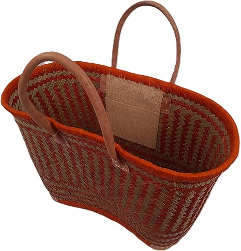 Panier cabas en jonc avec anses et coins cuir renforcés - Nail Gallerys