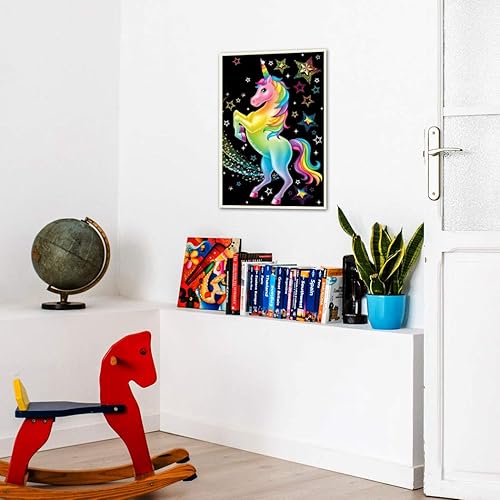 MWOOT Bricolage 5D Diamant Peinture Kits,DIY Diamond Pasted Painting Point de Croix Peinture Strass Broderie Craft pour Home Décoration Murale(30x40cm)-Licorne Arc-en-Ciel - Nail Gallerys