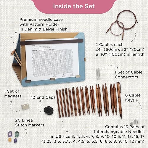 KnitPro Ensemble d'aiguilles interchangeables Ginger - Paires d'aiguilles à tricoter circulaires 13 x 13 cm avec accessoires Ginger Grande Set, pour débutants, professionnels et coffret cadeau - Nail Gallerys