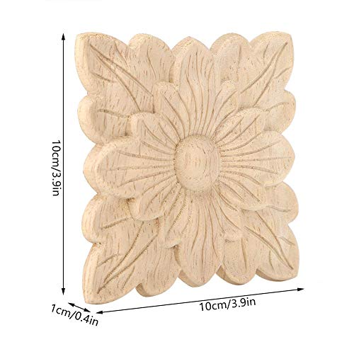 Ménage Appliques En Bois 4 Pcs Belle Fleur Motif En Bois Sculpté Applique Meubles Porte De Jardin Décoration Accessoires - Nail Gallerys