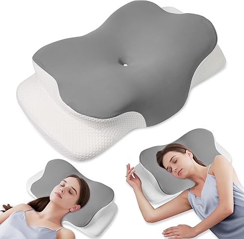 MULISOFT Oreiller en mousse à mémoire de forme, confortable, coussin de soutien du cou, oreiller ergonomique pour dormeur latéral (bleu) - Nail Gallerys