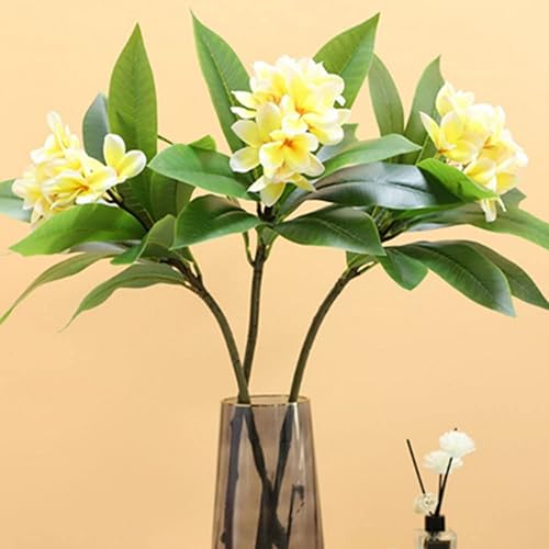 OUKEYI Lot de 2 Fleurs de frangipanier artificielles réalistes au Toucher réaliste pour Maison, fête, Bouquet de Mariage, décoration d'intérieur (Jaune) - Nail Gallerys