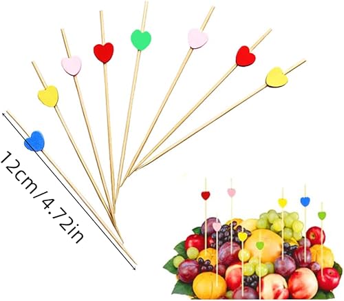 Bâtonnets Cocktail, 200 Pièces Bambou Bois Bâton de Cocktail, Cure Dent Decoratif Aperitif, Cure-Dents en Bois Pics à Cocktail en Bambou, Sertie de Coeur, Fruit, Flamant Rose, pour Bar, Fête. - Nail Gallerys
