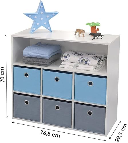 marque Fornord Meuble Enfant 6 paniers 1 Niche Bleu Gris Happy - Nail Gallerys