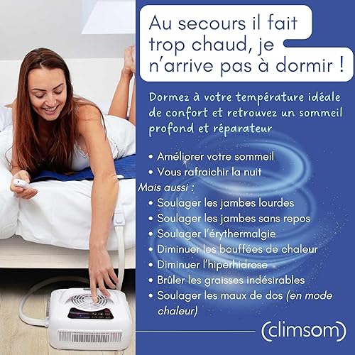 CLIMSOM Canicule, Surmatelas Rafraichissant pour Fortes Chaleurs, pour 1 Personne - Inclus 2 Surmatelas 70 x 190 cm (Un Coton et Un PVC) et Un Appareil avec sa télécommande. Garanti 2 Ans - Nail Gallerys