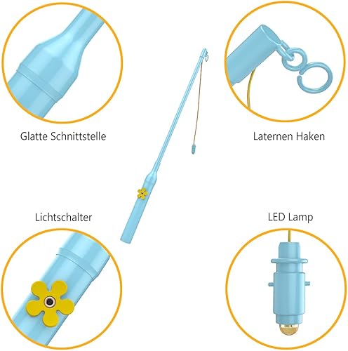 Hianjoo Lot de 4 Bâtons de Lanterne Longeur 50cm, Bâtonnet de Lanterne LED avec Lumière pour Halloween, Noël, Saint-Martin, Anniversaires des Enfants, Mascarade - Nail Gallerys