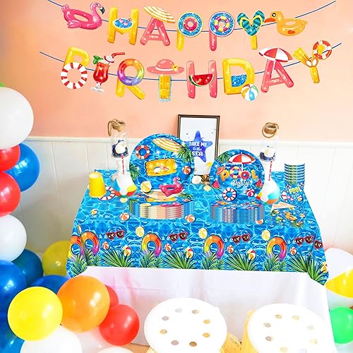 JeVenis Piscine Fête Fournitures Piscine Fête Décoration Piscine Fête D'anniversaire Bannière Piscine Fête Nappe Piscine Party Favors Beach Party Bannière - Nail Gallerys
