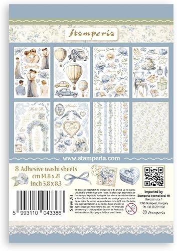 Stamperia - Washi Pad for Scrapbooking, Albums, Card Making, Bullet Journalling and More, Translucent, Easy to Cut, Acid Free, Perfect for Hobbies, Crafts and Gifting (Timeless) (A5) (8 Sheets) - Nail Gallerys