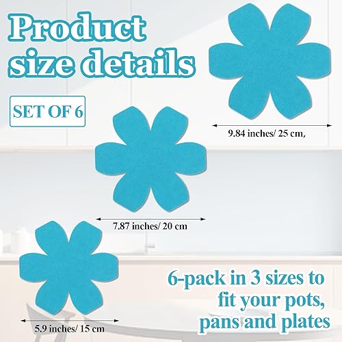 Xinjoduz Lot de 6 protecteurs de casseroles et poêles, 3 tailles - Séparateurs de poêles en feutre épais pour empiler - Antiadhésifs - Pour poêles, bols, céramique, verrerie - Nail Gallerys