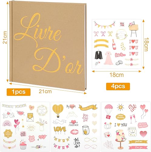 Bomtop Livre d'or Mariage ou l'anniversaire, Livre d'or Vintage Vierge, 21 x 21 cm, Livre d'or de Mariage, 72 Pages, Livre d'or Pour Mariages, Anniversaires, Baptêmes, Anniversaires - Nail Gallerys