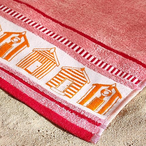 Catherine Lansfield Serviette de Plage en Coton Corail Taille XL 90 x 180 cm - Nail Gallerys