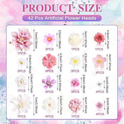 Draupnir 42 Pieces Fausse Fleur Decoration, Fleurs Artificielles Deco, Mini Fleurs Decoration, Fausse Fleur pour DIY Bricolage Scrapbooking Mariage Fête à Domicile Artisanat - Nail Gallerys