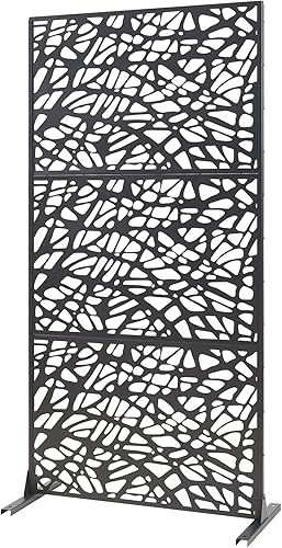 casa.pro Cloison de Séparation Intérieur Paravent Séparateur de Pièce Design Moderne pour Délimiter Différentes Espaces avec Motif Décoratif Salon Bureau Séjour Acier Galvanisé 200 x 100 x 50 cm Noir - Nail Gallerys