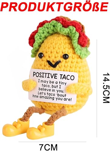 EliphonTowne Poupée taco au crochet positif, poupée taco tricotée à la main avec cartes positives, joli cadeau de soutien émotionnel positif pour chambre, voiture, bureau, décoration de bureau à - Nail Gallerys