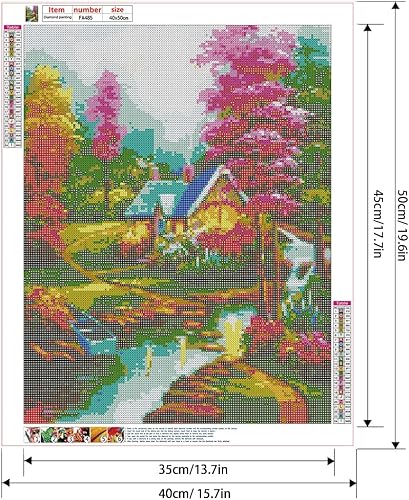 DCIDBEI 40x50CM Kit de Peinture Diamant 5D Carré Square, Peinture par Numéro, DIY Diamond Painting Full, Complet Forêt, Canevas Diamant pour Adultes, Décoration Murale Maison, Maison à la campagne - Nail Gallerys