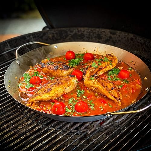 Mahlzeit Poêle à paella traditionnelle pour 6 personnes | Ø 35 cm | Poêle en acier inoxydable avec poignées | Poêle à paella pour cuisinière à gaz, cuisinière électrique, barbecue - Nail Gallerys