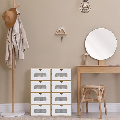 XINZI Lot de 30 boîtes de rangement empilables avec fenêtre transparente, tiroirs en carton kraft, boîtes de rangement pour accessoires et accessoires - Nail Gallerys