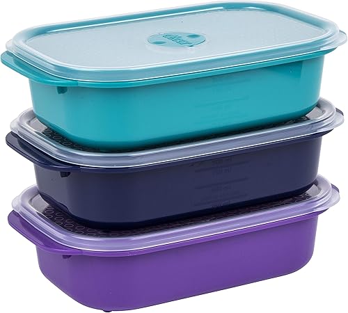 Décor Microsafe Jewel Lot de 3 boîtes alimentaires – 3 x 900 ml | Préparation des repas | Évent d'évacuation de la vapeur | Passe au micro-ondes, lave-vaisselle et congélateur | Couleurs assorties - Nail Gallerys