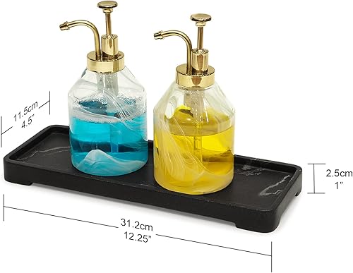 Suanti Organiseur de comptoir pour lavabo de Salle de Bain, Style marbre Noir, Organisateur de comptoir pour Savon, Serviette, Parfum, Plantes, Accessoires de Salle de Bain - Taille S - Nail Gallerys