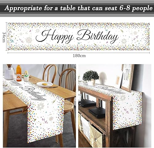 WEXFFU Chemin de table d'anniversaire - Noir et doré - Avec confettis - Décoration d'anniversaire pour garçons et filles - Blanc - Nail Gallerys