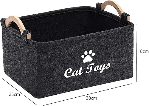 TSQZE Boîte de rangement pour jouets pour animaux de compagnie, boîtes à jouets pour chat avec poignées, panier en feutre, organisateur pour l'organisation des jouets pour animaux de compagnie - Nail Gallerys