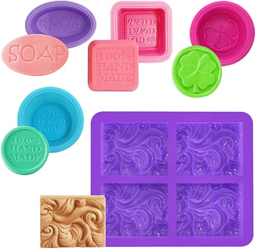 FineGood Lot de 5 moules à savon en silicone pour la fabrication de savons, moules rectangulaires à 4 cavités pour muffins, cupcakes, pain - Nail Gallerys