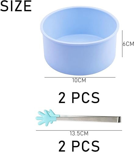 Lot de 2 moules à œufs pour friteuse à air bleu clair avec 2 pinces de préhension bleues anti-chaleur, petit déjeuner, cuisine ménagère, sandwichs aux œufs au plat, muffins, silicone pour friteuse à - Nail Gallerys