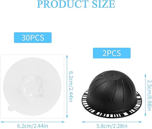 Azonelife Lot de 2 Capsules de Café Réutilisables et Rechargeables pour VertuoLine, Capsules de Café Noires de 230ml avec 30 Couvercles en Feuilles D'aluminium Compatibles avec Vertuo - Nail Gallerys