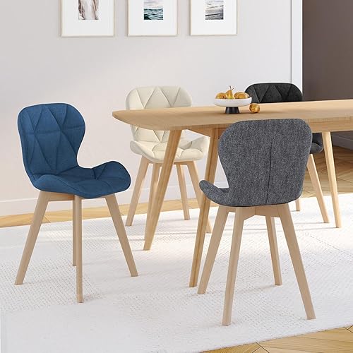 IDMarket - Lot de 4 chaises ROBINE en Tissu Mix Color Bleu, Gris, Beige et Noir - Nail Gallerys