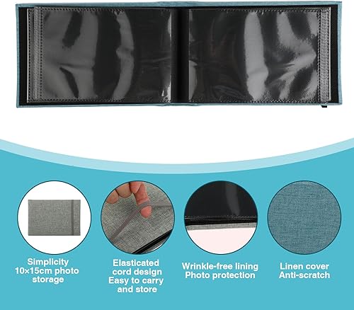 2 Pièces Album Photo 10x15 - Album Photo, Capacité pour 200 Photos, Couverture en Toile avec Lanière, Idéal pour Voyages, Mariages et Anniversaires - Nail Gallerys