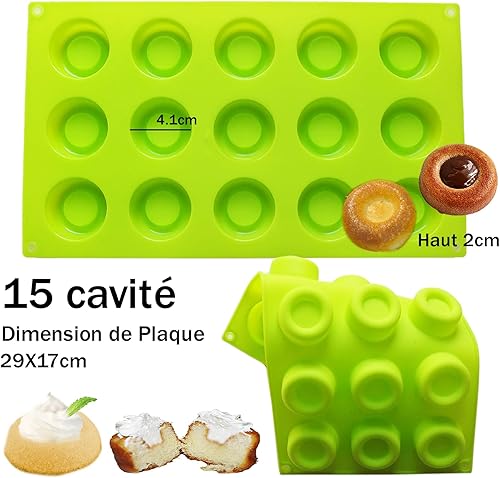 EASYLAVIE 15 Moule Mini Savarins Diamatre 4cm - Moule a savarin et Baba au rhum Moule Forme Savarin Silicone - couleur aléatoire - Nail Gallerys