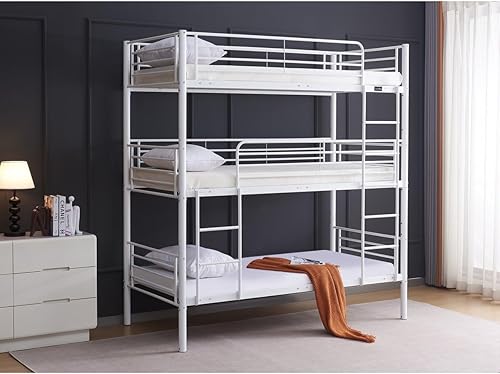 Habitat et Jardin Lit Triple superposé Metal Havin - 90 x 190 cm - Blanc - Nail Gallerys