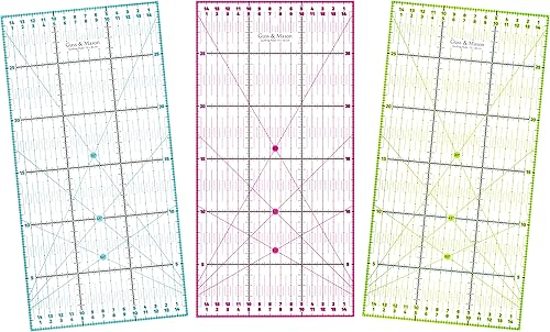 Guss & Mason règle Patchwork 30 x 15 cm avec Autocollants antidérapants offerts. Règle Couture Universelle Transparente avec Graduations en cm et indications d'angles - Nail Gallerys